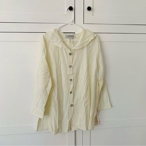 Vintage Amanda Nicole Cream Collar Button Shirt Size Large